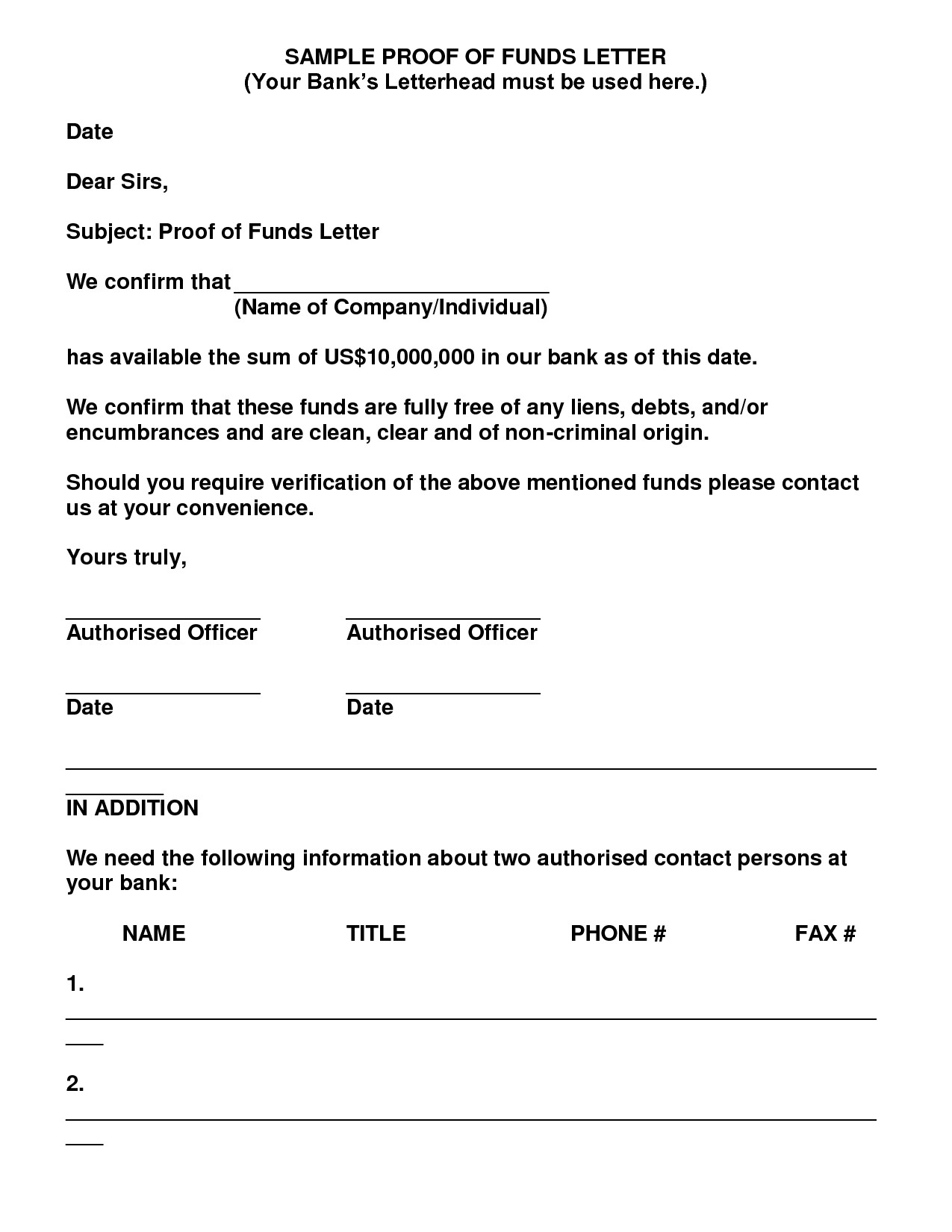 25 Best Proof of Funds Letter Templates   Template Lab