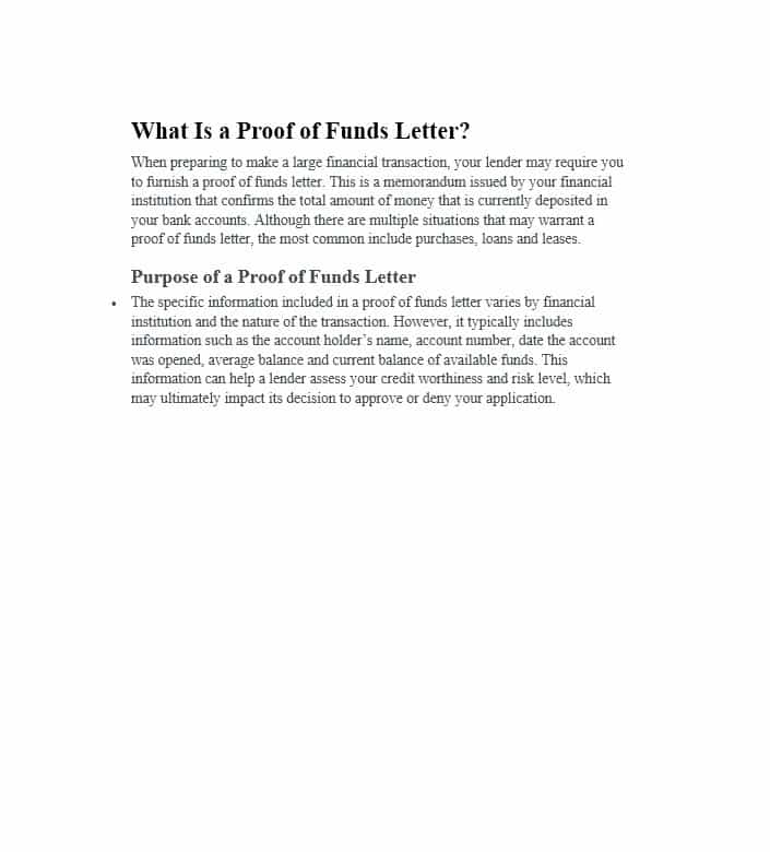 Proof of funds letter template from bank america popular sweet 
