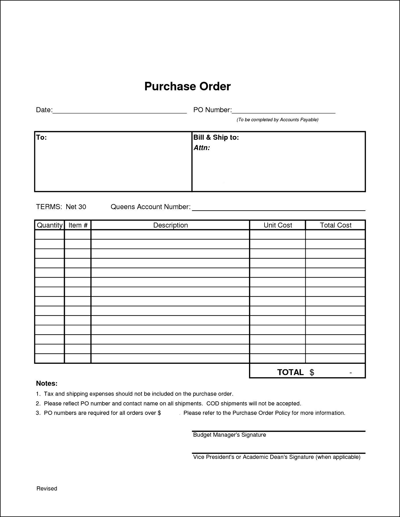 7 Format of Purchase Order Template in Word, Excel & Doc | Daily 