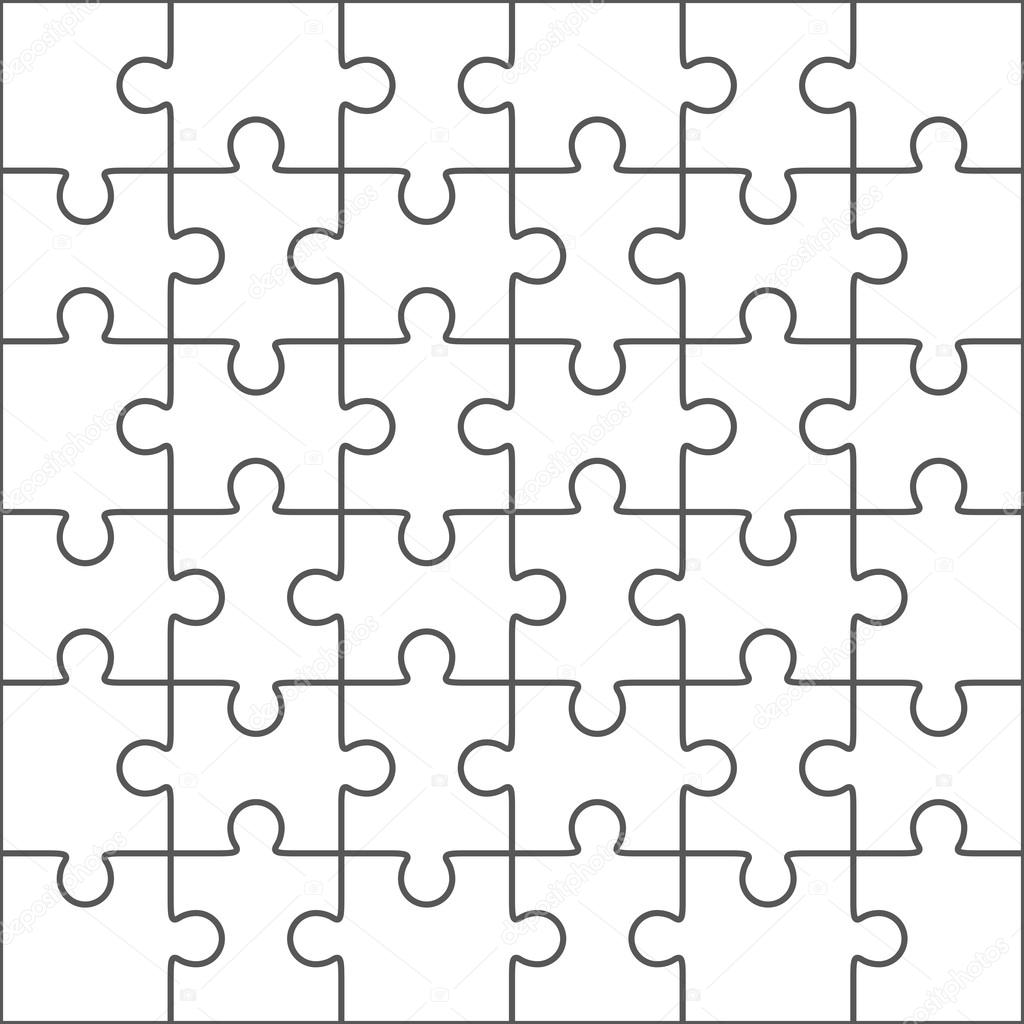 Jigsaw puzzle blank template, 36 pieces — Stock Vector © binik1 