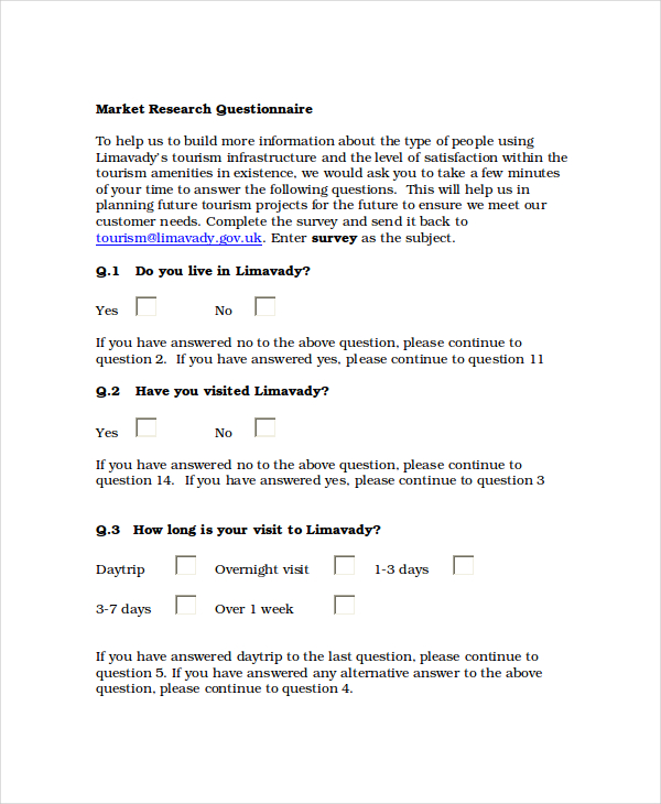 Questionnaire Template Word   11+ Free Word Document Downloads 