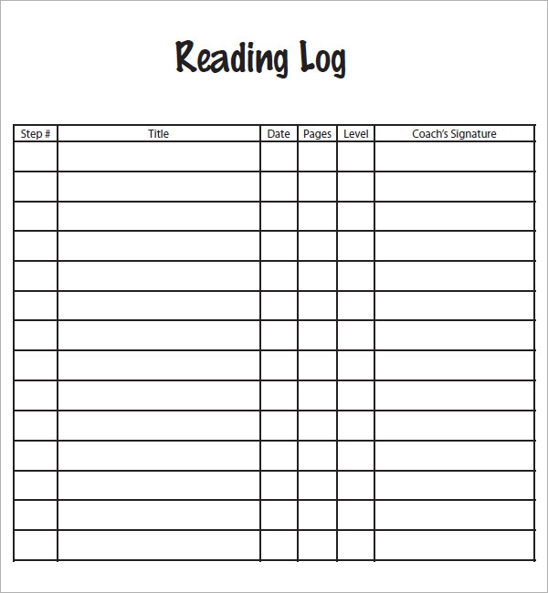 10+ Sample Reading Log Templates – PDF, Word | Sample Templates