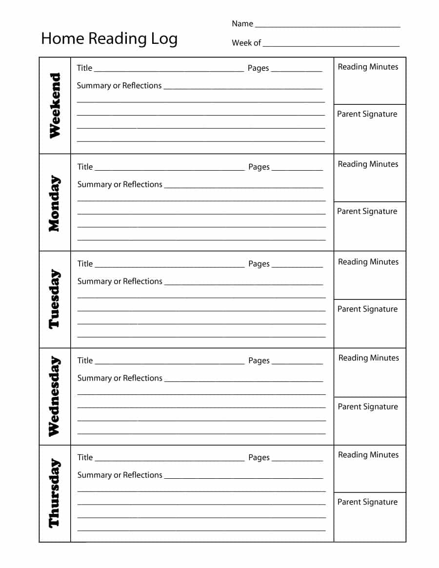 47 Printable Reading Log Templates for Kids, Middle School & Adults
