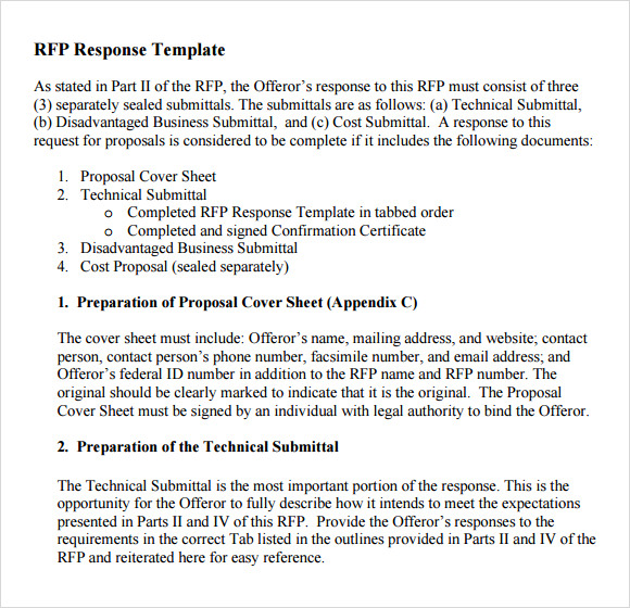 Rfp Template Free Business Mentor