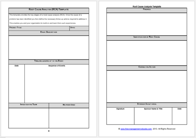 Root Cause Analysis Templates   8 Docs for (Word, Excel 