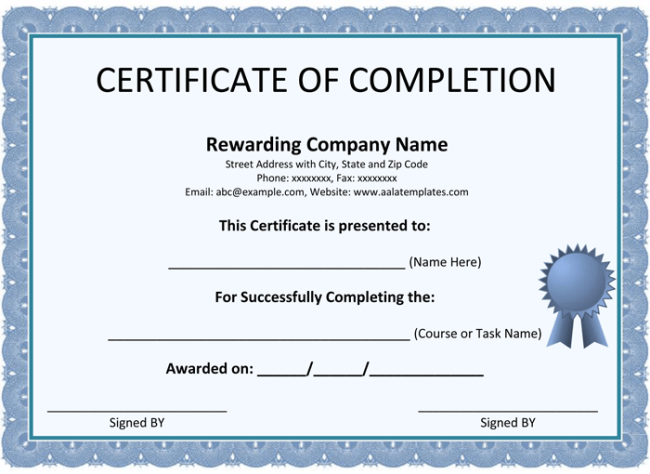 sample of certificate of training completion Ecza.solinf.co