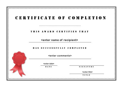 certificate of completion template powerpoint certificate of 