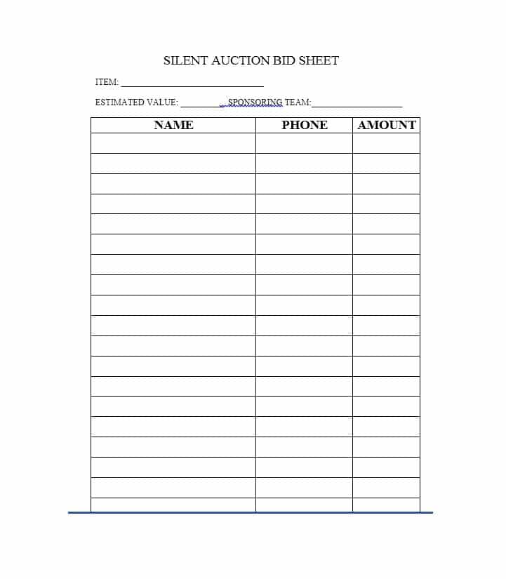 40+ Silent Auction Bid Sheet Templates [Word, Excel]   Template Lab