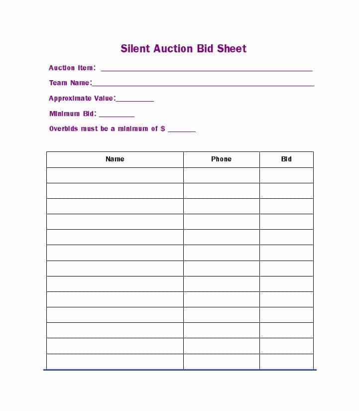 40+ Silent Auction Bid Sheet Templates [Word, Excel]   Template Lab
