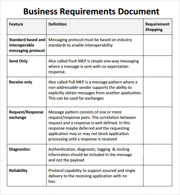 Simple Business Requirement Document Template Business Mentor