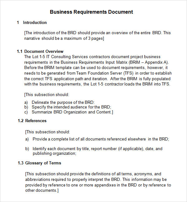 How To Document Business Requirements Template 
