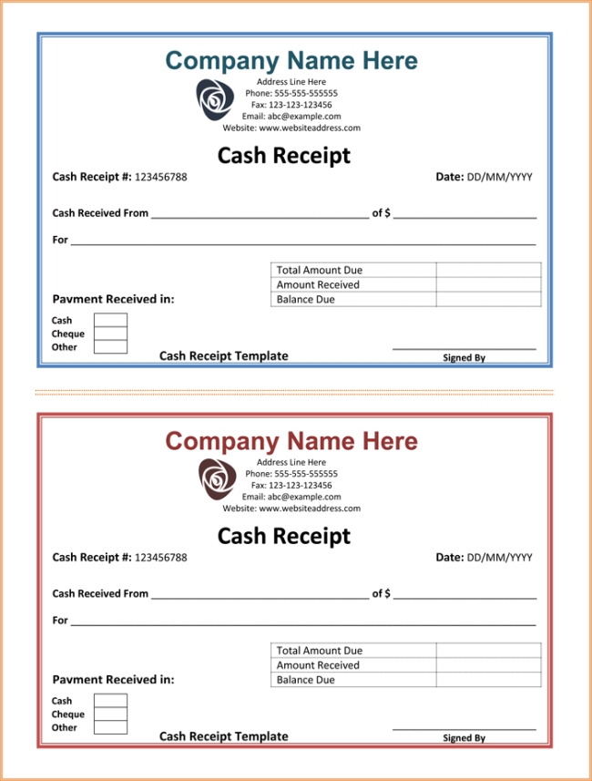 Editable Cash Receipt Template Format With Brown Background 