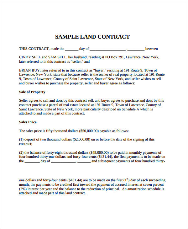 simple land purchase agreement template 7 land contract forms free 