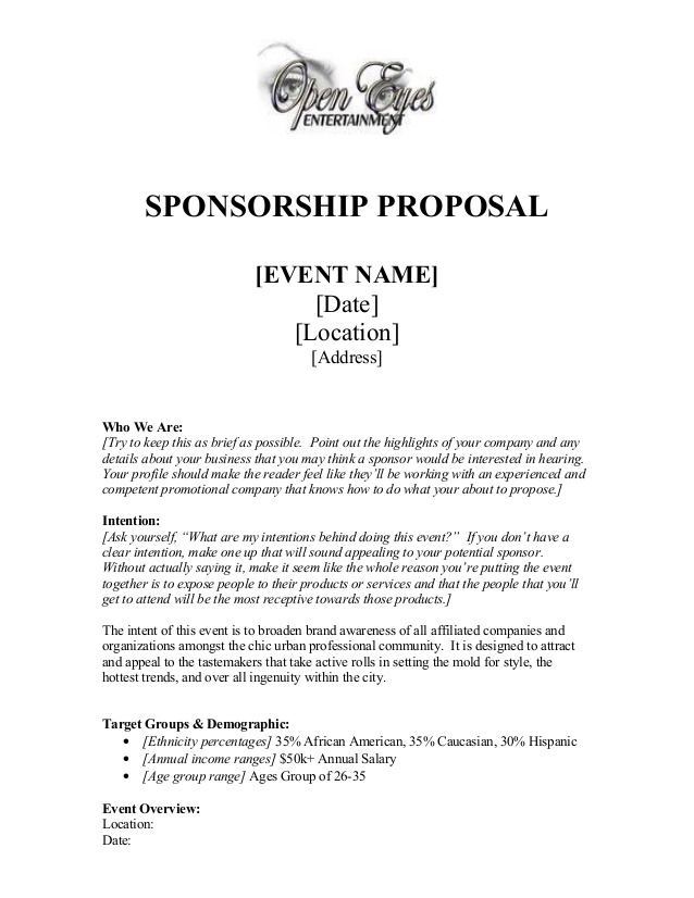 Sponsorship Proposal Template Business Mentor