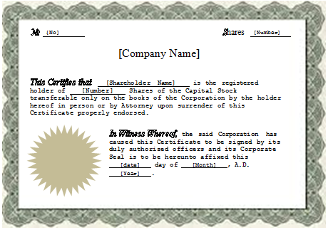 stock certificate template microsoft word ms word stock 