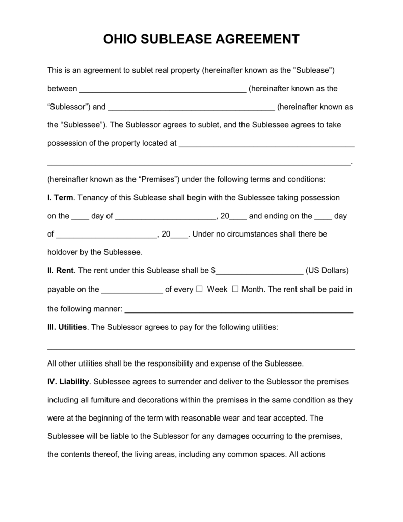 sublease agreement template word   Into.anysearch.co