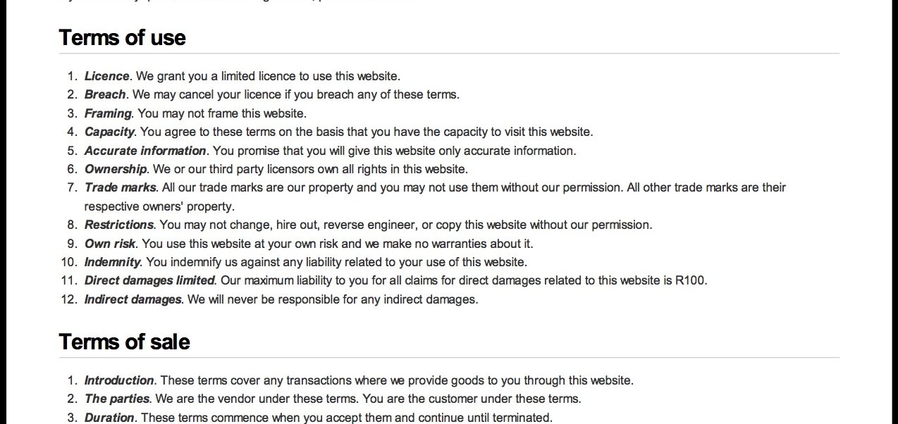 Get free website terms and conditions template here