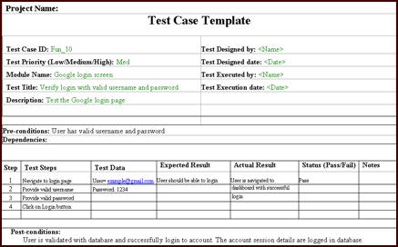 Test Case Template | bravebtr