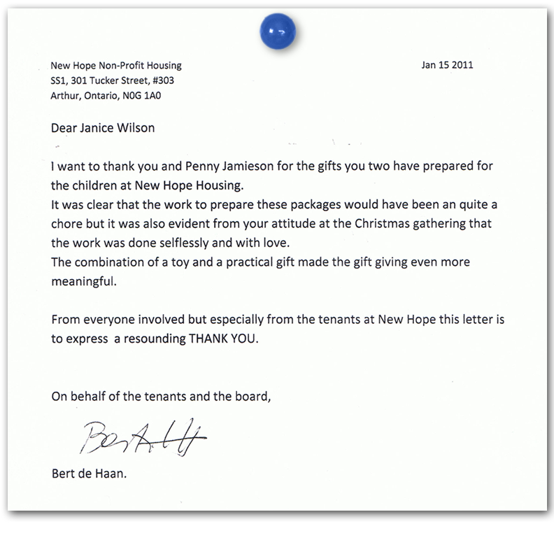 Letters of Thanks 2010 | Power of HOPE Community Organization