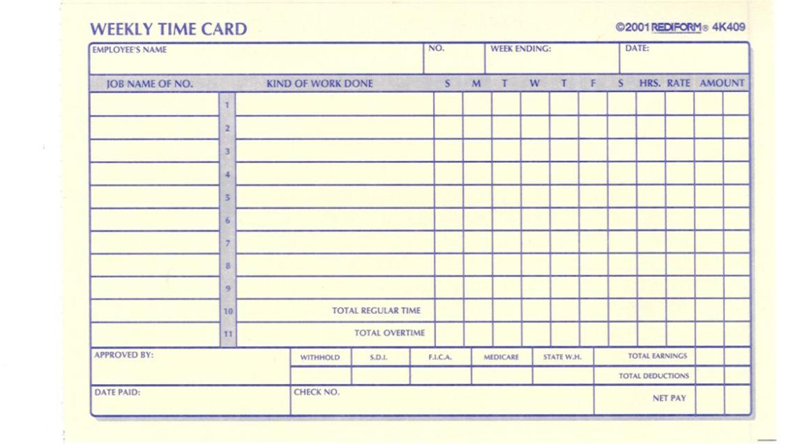 Entertainment Payroll   Sample Timecards   Media Services