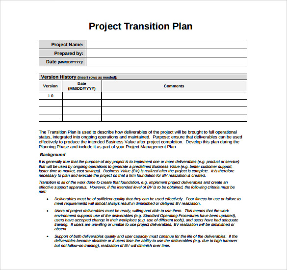 transition plan format   Into.anysearch.co