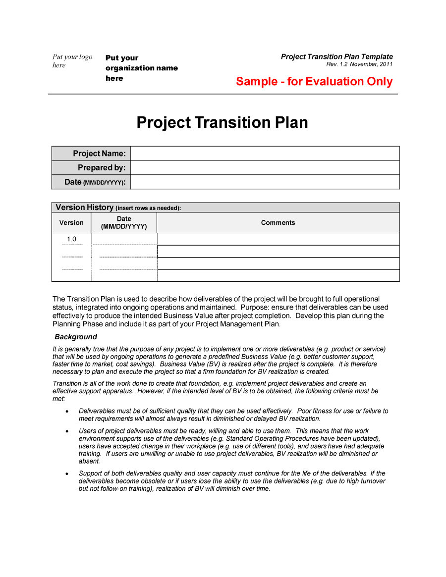 40+ Transition Plan Templates (Career, Individual)   Template Lab