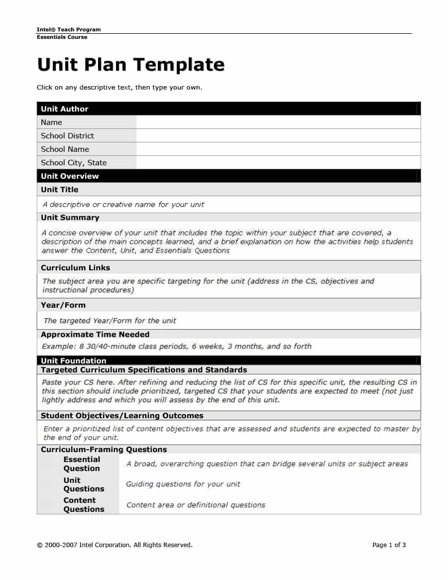 39 Best Unit Plan Templates [Word, PDF]   Template Lab