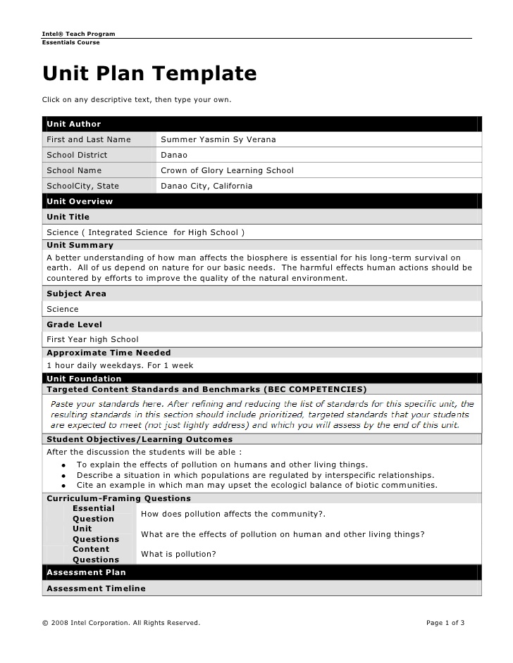 template for unit plan   Into.anysearch.co
