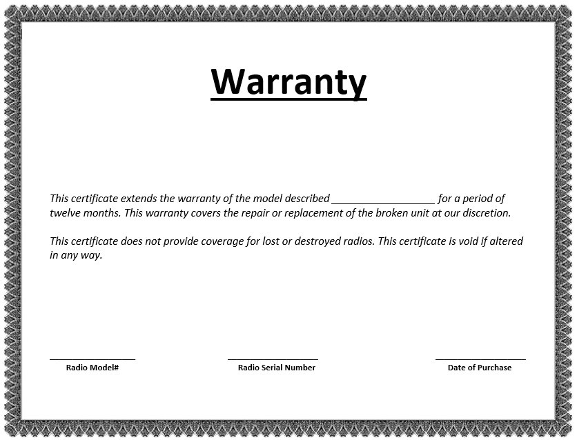 8 Free Sample Warranty Certificate Templates   Printable Samples