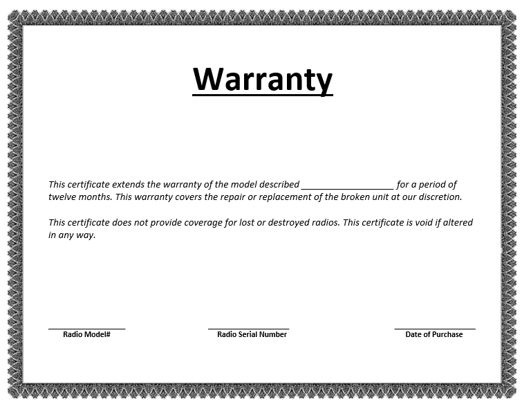 warranty certificate template word warranty certificate template 