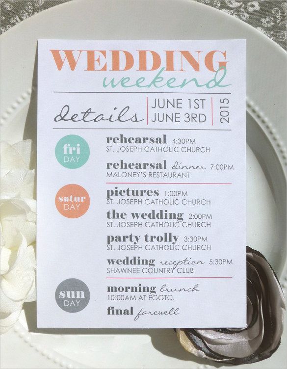 Wedding Itinerary Template   11 Free Word, PDF Documents Download 