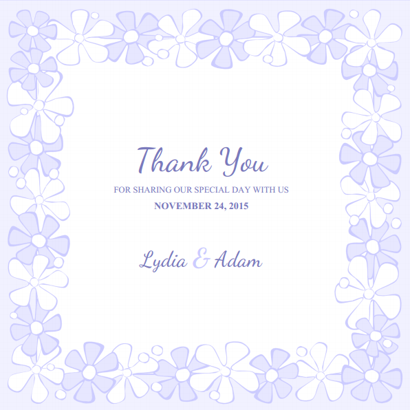 free printable wedding thank you cards templates   Ecza.solinf.co
