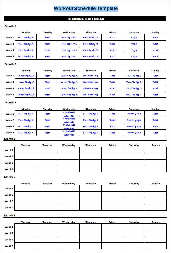exercise calendar template workout schedule template 17 free word 