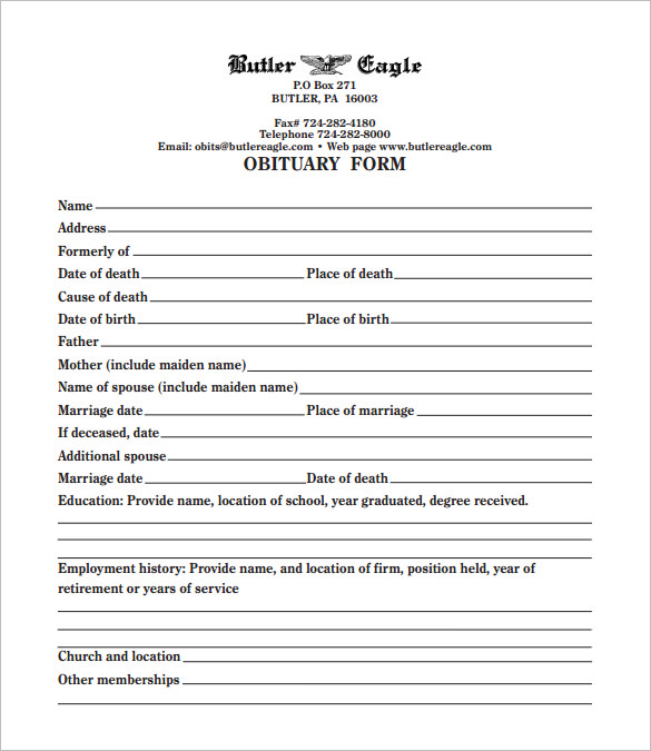 Write Your Own Obituary Template | Business Mentor