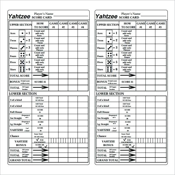 Printable Yahtzee Score Sheet Sheets E Besides Card Designbusiness 