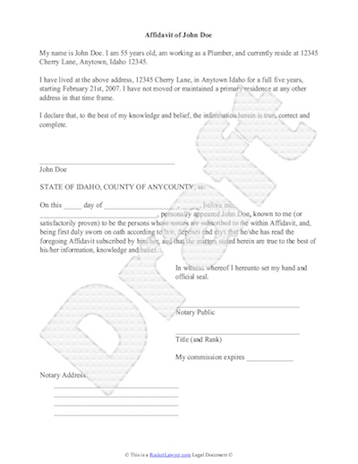 Sample Affidavit   Free Sworn Affidavit Letter, Template, Format