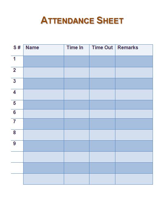 Free Printable Attendance Sheets