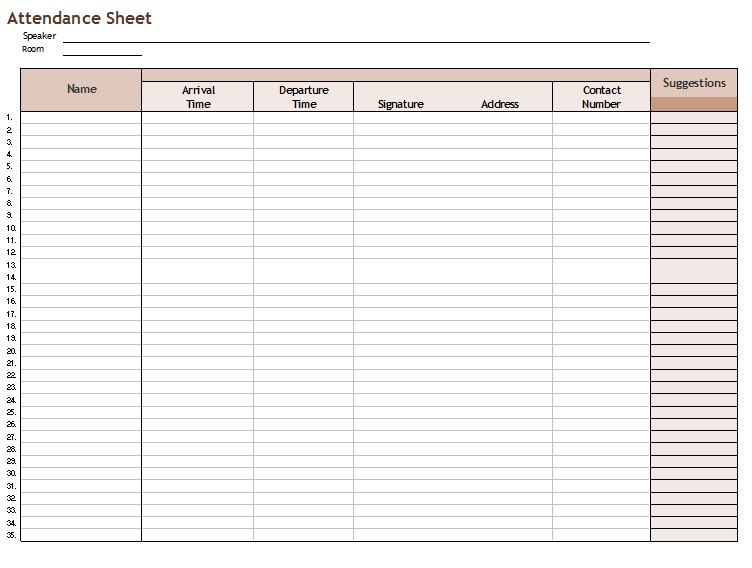 38 Free Printable Attendance Sheet Templates