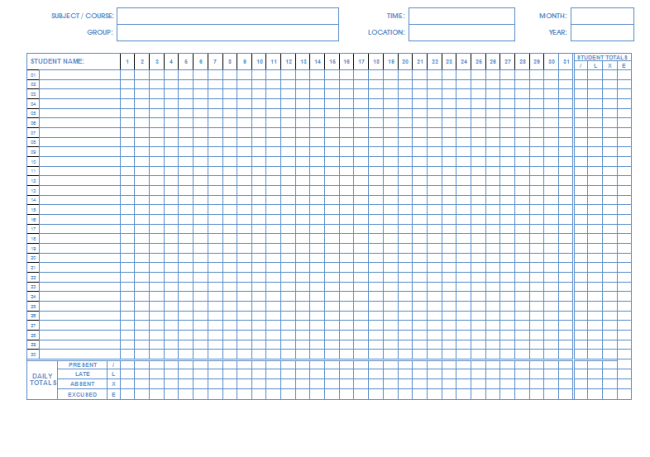 38 Free Printable Attendance Sheet Templates