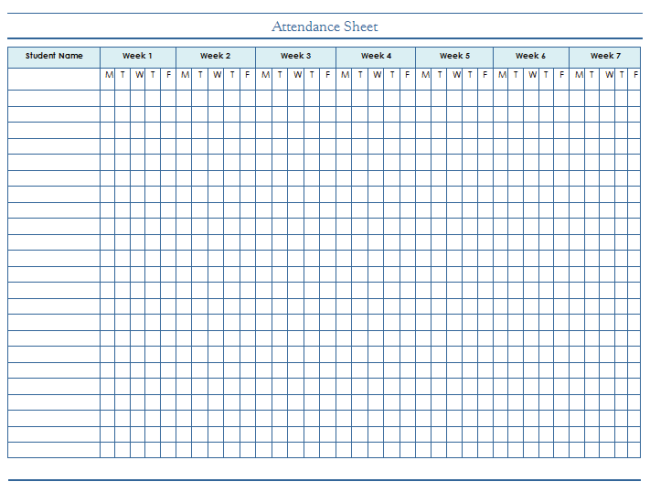 Free Printable Attendance Sheets