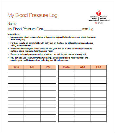 Sample Blood Pressure Log   7+ Free PDF Download Documents | Free 
