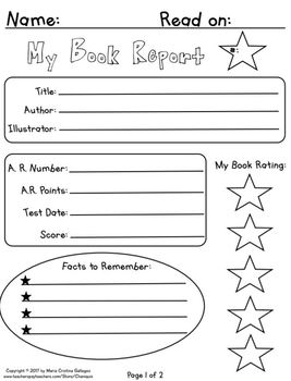 Lower Grade Book Report Template by CHANIQUIS | Teachers Pay Teachers