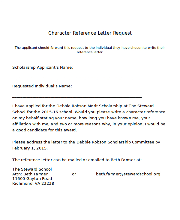 9+ Character Reference Letter Template   Free Sample, Example 