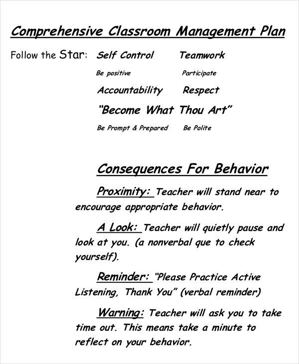 Classroom Management Plan   38 Templates & Examples   Template Lab