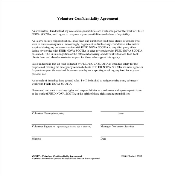 agreement forms templates confidentiality agreement samples 