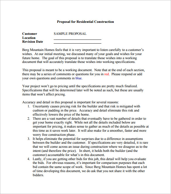 Construction Proposal Templates   19+ Free Word, Excel, PDF Format 