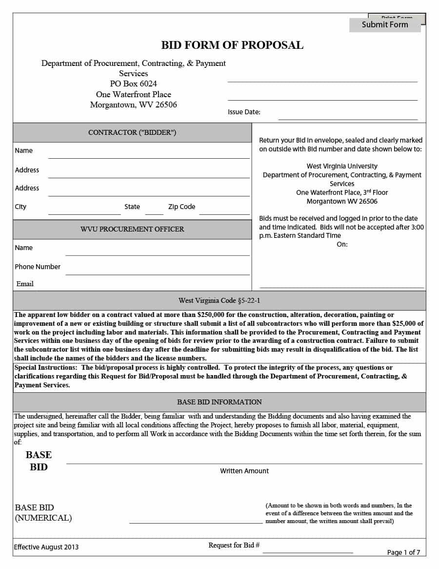 31 Construction Proposal Template & Construction Bid Forms