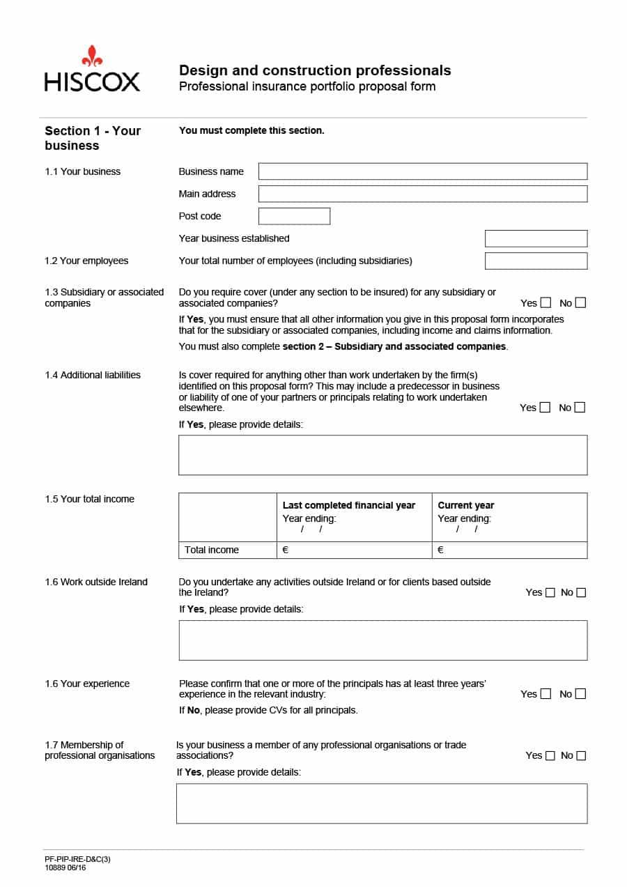 Free Print Contractor Proposal Forms | Construction Proposal Form 