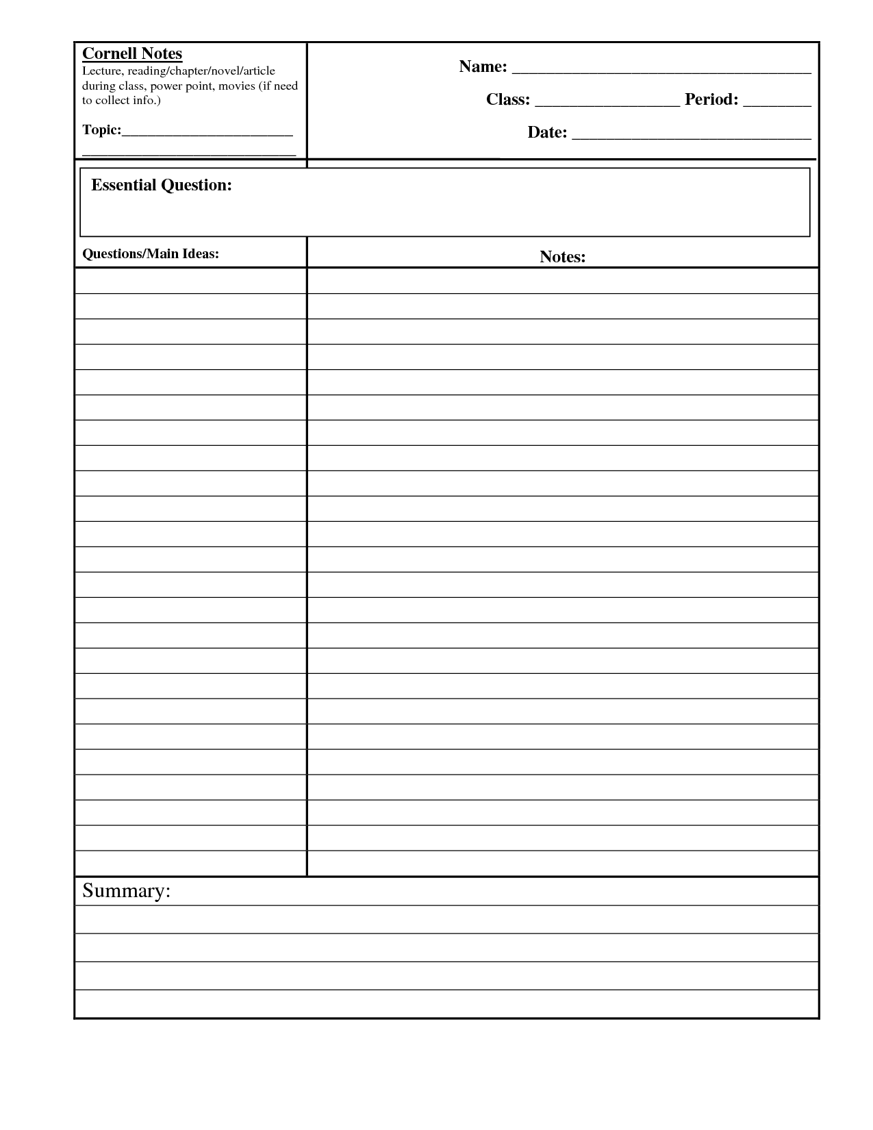 Cornell Notes Template | aplg planetariums.org