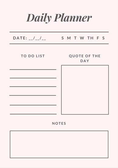 Printable Daily Planner Template   Free Printable Templates